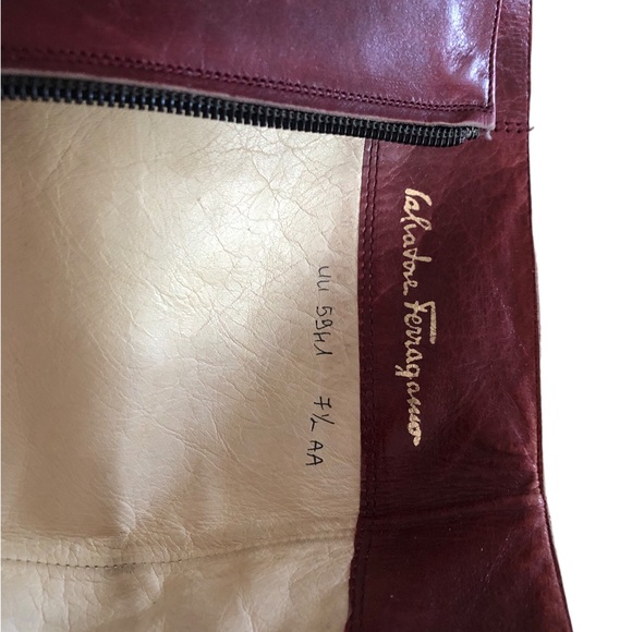 Ferragamo boots, size 7.5 AA. Burgundy Salvatore Ferragamo knee-high boots. - Picture 4 of 6